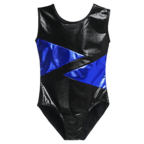 Arshiner Girl's Slim Solid Camisole Gymnastics Sleeveless Leotard,Size 160,Blue