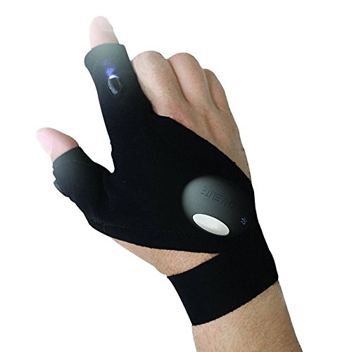 Bleiou Outdoor Fishing Magic Strap Fingerless Glove LED Flashlight Torch Cover Survival Camping Hiking Rescue Tool