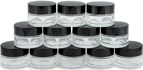 Vivaplex 12 Clear 15 Ml 1 2 Oz Round Glass Jars With Inner Liners And Black Lids Buy Online At Best Price In Uae Amazon Ae
