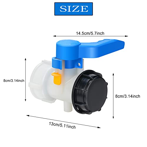 drado 1000L Plastic Tank Valve, Butterfly Valve 1000L 60 x 50, IBC Adapter 60 mm S60x6 Universal Adapter for Tank 1000 Litres