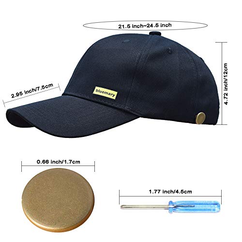 Bluemary Cotton Baseball Cap-Contain with Detachable Buckle Baseball Cap,Classic Adjustable Sun Hats for Men Women (Black)