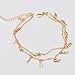 Zealmer Layered Metal Chain Gold Anklet Bracelet Beach Foot Jewelry with Leaves