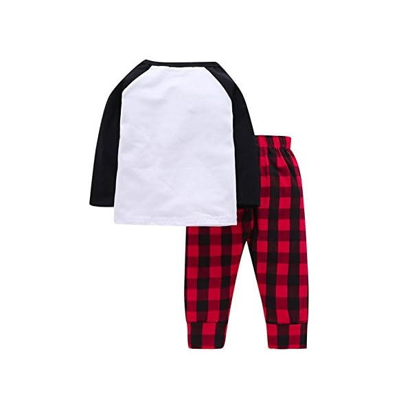 Baby Boys Girls Deer T Shirt Top Red Black Plaid Cotton Pants 2 pcs Outfits Casual Suit - Image 3