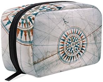 LORVIES Old Vintage Nautical Map And Compass Cosmetic Pouch Clutch Makeup Bag Travel Organizer Case Toiletry Pouch for Women