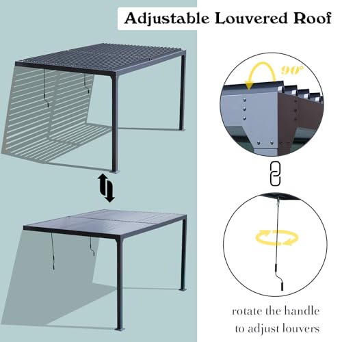 BPS 13x10 Wall-Mounted Louvered Pergola Review: Adjustable Aluminum Roof for Patios image 22