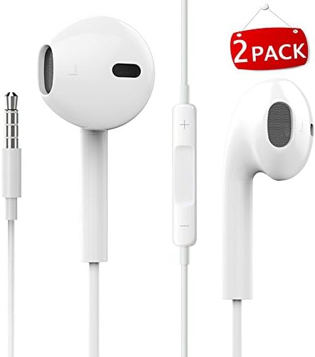 YEFOOT (2 Pack) Premium Quality Earbuds Earphones with Mic & Remote Control Fully Compatible with iPhone SE 6 6s 6 Plus 6s Plus, iPhone 5s 5c 5, iPad /iPod