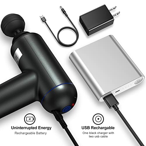 Deep Tissue Percussion Muscle Massage Gun, USB Rechargeable Handheld Electric Massager for Athletes Percussion Device, Super Quiet 6 Speed High-Intensity Vibration Messager with 4 Message Heads