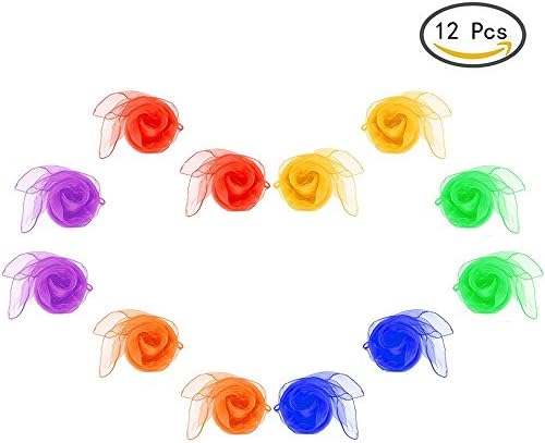 12pcs square Juggling 24" Silk Dance Scarves in 6colors , Hongteng Music Rhythm Magic show Props creative Childhood play (12 pieces per package)