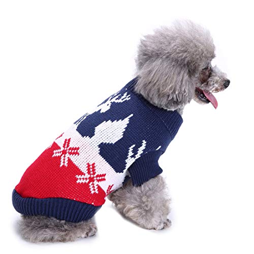 Gabefish Christmas Elk Pattern Dog Sweater Jumper Tops Reindeer