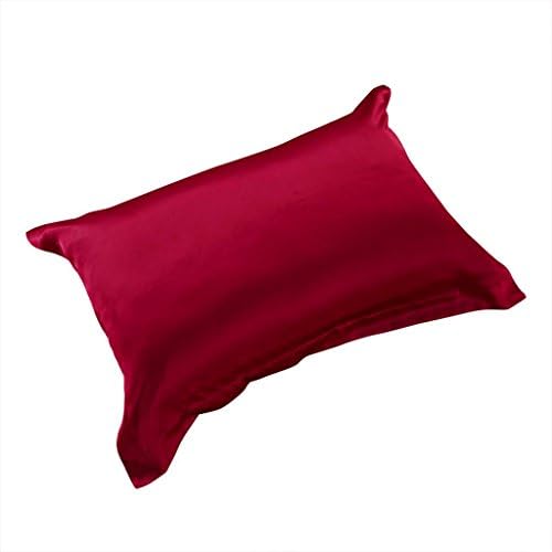 LUXUER - Silk Oxford Pillowcase Machine Washable 100% Pure Mulberry Silk Charmeuse Hypoallergenic for All Seasons Single Pack Standard Size 20x30 inch, Red