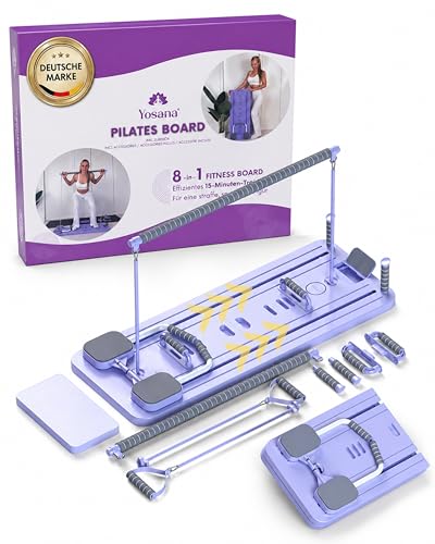Yosana Pilates Board I Reformer for Home I Fitness Board 8 in 1 Foldable and Portable I Abdominal Trainer with Knee Cushion, Resistance Bands and Pilates Bar I Design