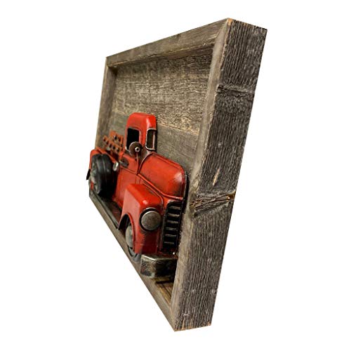 BarnwoodUSA | Vintage Red Christmas Truck Wall Sign | Farmhouse Metal Truck Wall Art | Automotive | Old Vehicle Decor | Rustic Wooden Wall Sign - Thumbnail 2