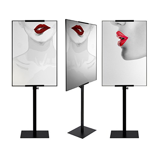 HUAZI Poster Display Stand Pedestal Sign Holder with Base for Indoor Outdoor,Double-Sided,Black - Thumbnail 3