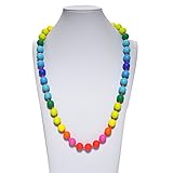 V-TOP Chewable Rainbow Silicone Baby Teething Necklace for Mom and Baby Teether Toy -BPA Free (Rainbow Classic)