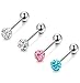 Besteel 4pcs 14G Stainless Steel Body Piercings Jewelry Tongue Rings Barbell Crystal Ball