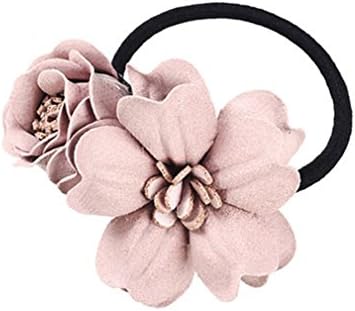 Elastic hair band 1Pc Double Flower Double Colors Simulation Floral Women Girl Headwear Bands Hair Accessories Flesh color