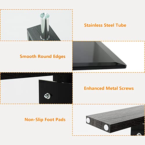 Tangkula Rectangle Glass Coffee Table, 2Tier Tea Table w/Tempered