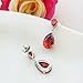 SELOVO Teardrop Pear Shape Red Cubic Zirconia Fashion Red Drop Pierced Earrings Silver Tone