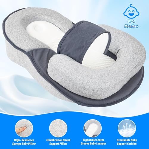 Last page® Baby Lounger Pillow for Infant Support Cushion Reflux Breastfeeding Pillow, Bottle Feeding, Tummy Time, Adjustable Baby Wedge Lounger Pillow for Reducing Spit-Up