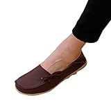 Maybest Women Work Comfort Leather Lace-Up Loafer Flats Pumps