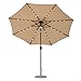 C-Hopetree 9 Foot Solar Patio Market Umbrella for Outdoor, with 32 Solar Rechargable LED and Central LED Hub Light, Auto Tilt, 250gsm Canopy, Beige