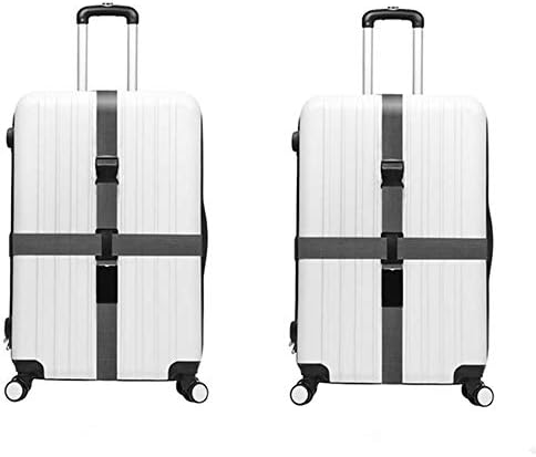 Adjustable Luggage Strap Travel Suitcase Baggage Packing Belt Long Cross Straps,Gray 2 Pack
