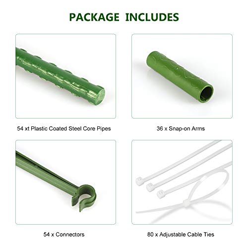 IPSXP Vegetable Trellis, Garden Plant Support Cages Stakes for Climbing Plants, Vegetables, Flowers, Fruits, Vine, 6 Garden Trellis with 80 Adjustable Cable Tie