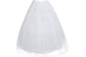 Freebily Kids Girls Hoopless Petticoat Long Crinoline Skirt Full Slip Flower Dress White 2 Hoop Underskirt