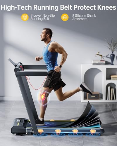 TOPUTURE Walking Pad Treadmill with 12% Incline, 4 in 1 Folding Treadmills for Home/Office, 10MPH Under Desk Treadmills, 2.5HP Portable Treadmill, Dual LED Screen, App, Bluetooth Speaker