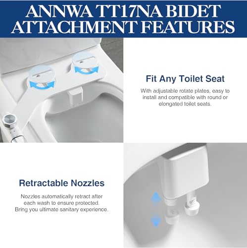Non-Electric Toilet Bidet Sprayer with Retractable and Self-Cleaning Dual Nozzle, Portable Cold Water Bidet with Pressure Control, Front and Rear Cleaning (TT17NA)