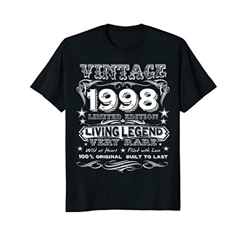 Mens Vintage 1998 - Funny 20 Years Old 20th Birthday Gift T-Shirt Large Black