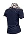 Allegra K Men Point Collar Floral Pattern Button Down Pocket Shirt M Navy Blue