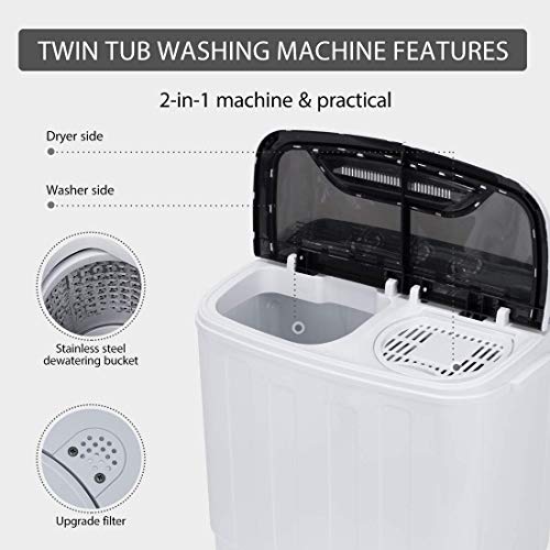 VIVOHOME Electric Portable 2 in 1 Twin Tub Mini Laundry Washer and Spin