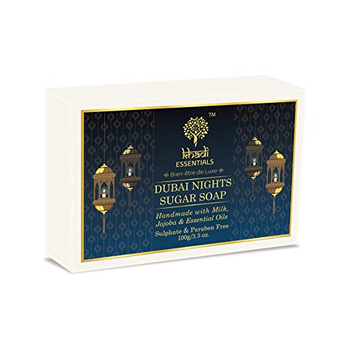 Khadi Essentials Luxurious Ayurvedic Dubai Nights Creamy Goat Milk Soap With Jojoba and Rosehip Oil For Skin Brightening, 100gm Handmade Natural Bath Bar