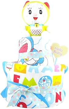 Amazon おむつケーキ ドラえもん 2段 ドラミ 出産祝い ベビーギフト フェイスタオル ゲストタオル ぬいぐるみ Doraemon1 2 おむつケーキ ベビー マタニティ 通販