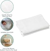 Clair de Lune Soft Cotton Cellular Shawl Baby Blanket 70x90cm White view 3