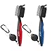 JZHY 2 Pack Golf Club Brush Lightweight 2Ft Retractable Golf Brush and Club Groove Cleaner with Zip-line Aluminum Carabiner(Red&Blue)
