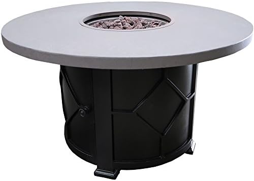 Outdoor Fire Pit Circle Metal Frame With Adjustable Gas Flame Propane Lava Rock
