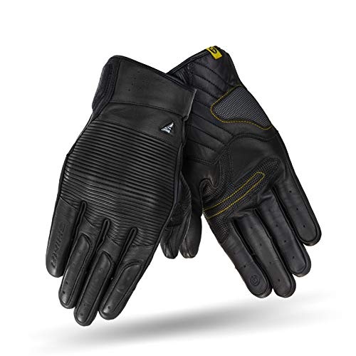 Shima Blake Gloves Motorbike Gloves Men Leather Summer Biker Armoured Protectors Motorcycle Perforated Ventilated Reinforced Motorsport Glove Street Motorbikes (Mens, Black, L)