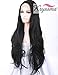 K'ryssma #1B Natural Black Lace Front Wig 150% Density Soft Glueless Long Wavy Synthetic Wigs For Women Heat Resistant 20 inches