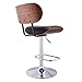 Costway Swivel Walnut Bentwood Adjustable Height Bar Stool PU Leather Tufted Modern Barstool Pub Chair with Button Tufted Black Vinyl Upholstery