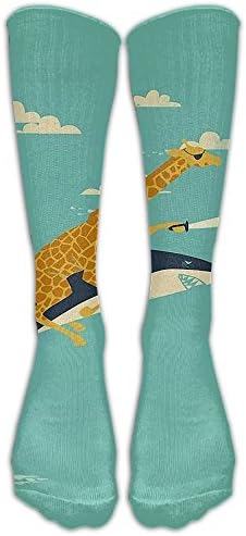 MFJDBZ Giraffe Riding On A Shark Cool Skull Patter Knee High Socks Casual Sports Socks Knee High Socks Stockings