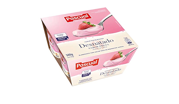 Pascual Yogur Desnatado Sabor Fresa - Paquete de 4 x 125 gr ...