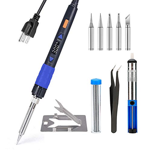 Portable Soldering Iron Kit- K KERNOWO 110V 65W LCD Digital Solder Irons 194-896℉(90-480℃) with ON/OFF Switch, Auto-sleep, thermostatic Design, 10pcs Soldering Gun Kit - Thumbnail 6