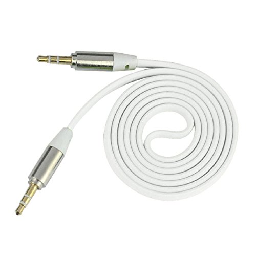 ABCÂ® 3.5mm Stereo Auxiliary Cable Male to Male Flat Audio Music Aux Cord (White)
