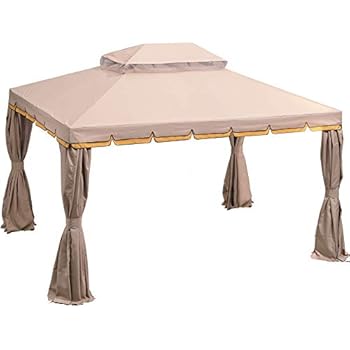 leaf purple gazebo canopy outdoor garden netting khaki frame steel feet amazon