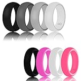 DoerDo Silicone Wedding Ring For Men & Women By, Durable Couple Rubber Sport Band For Active Style - Classical Combination