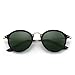 JIM HALO Classic Round Sunglasses for Men Women Polarized Lens UV400 (Shiny Black/Polarized Green)