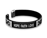 Black Ribbon Fabric Bangle Bracelet - Hope, Faith, Love - Adult Size (Retail)