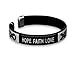 Black Ribbon Fabric Bangle Bracelet - Hope, Faith, Love - Adult Size (Retail) (RE-B-22-17H)